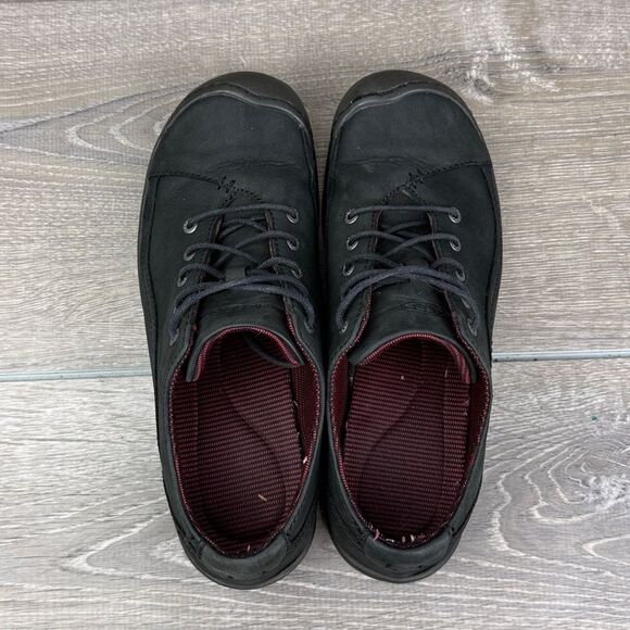 Keen Sterling City Women’s Sz 8.5 Black Leather Low Top Lace Up Hiking Sneakers - Picture 5 of 10